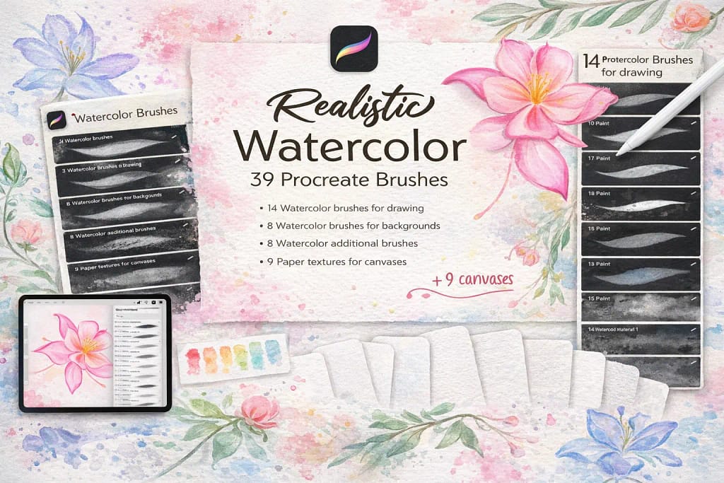 21 Best Procreate Watercolor Brushes: Free & Realistic Sets (2026) 7 3727eb015eae6b6ae6800f654b538288 0 1770096050 3478