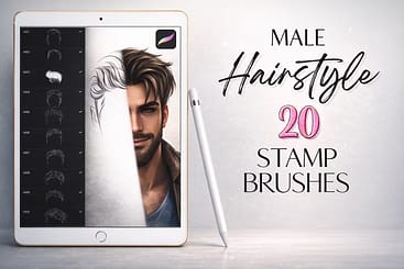 12 Best Procreate Hair Brushes (Free Downloads & Curly Styles) 3 Male Hairstyle Stamps