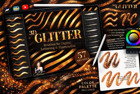 16 Best Procreate Lettering & Calligraphy Brushes (2026) 3 3D Glitter Brushes