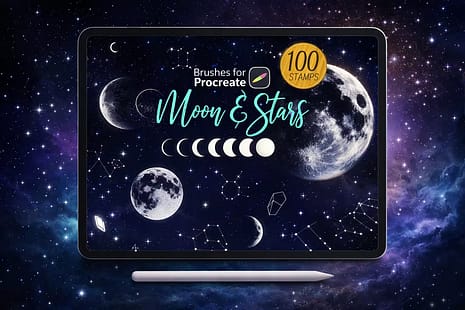 12 Best Procreate Star Brushes for Magical Night Skies 2 100 Procreate Brushes Moon and Stars
