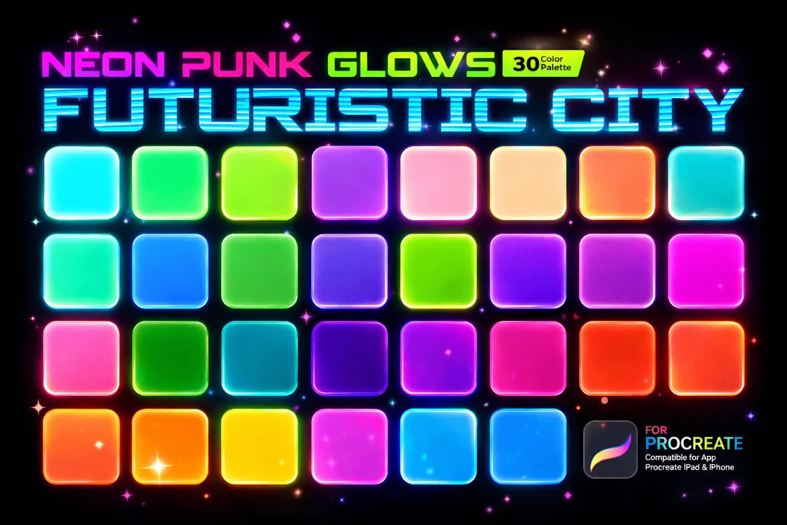 9 Best Procreate Color Palettes for 2026 (Skin, Pastel, Neon & More) 5 Neon Punk Palette