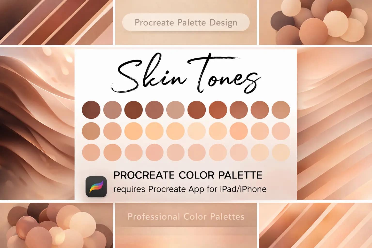 9 Best Procreate Color Palettes for 2026 (Skin, Pastel, Neon & More) 3 Skin Tones Palette