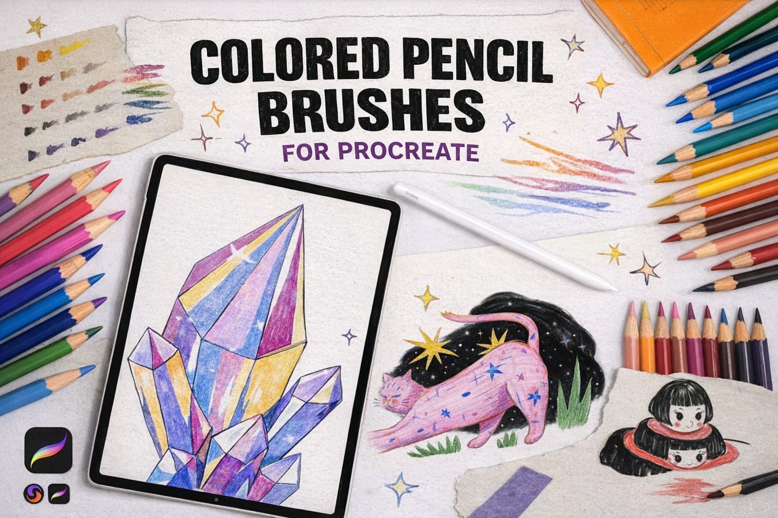 21 Best Procreate Pencil Brushes: Realistic Graphite & Color Sets (2026) 3 Wax Colored Pencils Procreate