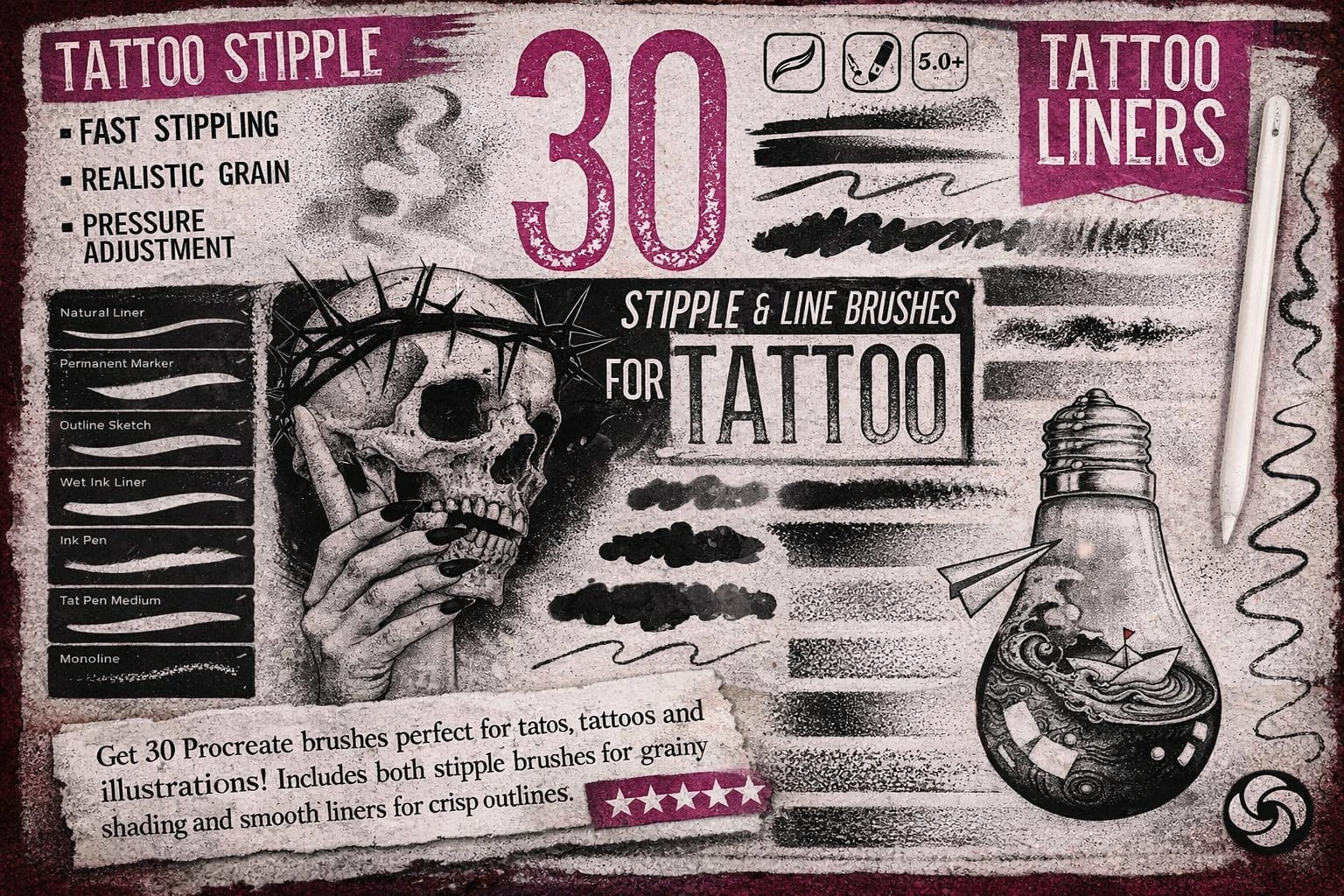 12 Best Procreate Tattoo Brushes: Stencils, Liners & Shading Kits (2026) 4 Stipple & Dotwork Master