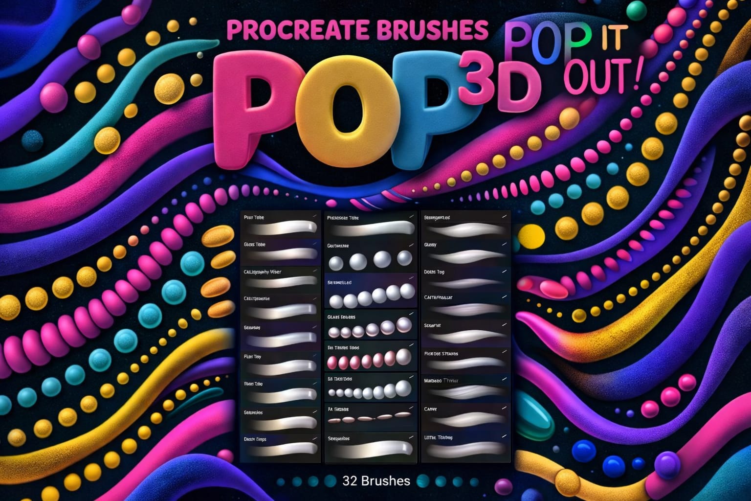 Procreate Outline Stroke Effect: Tutorial & 10 Best Outline Brushes (2026) 4 3D Pop Art Brushes
