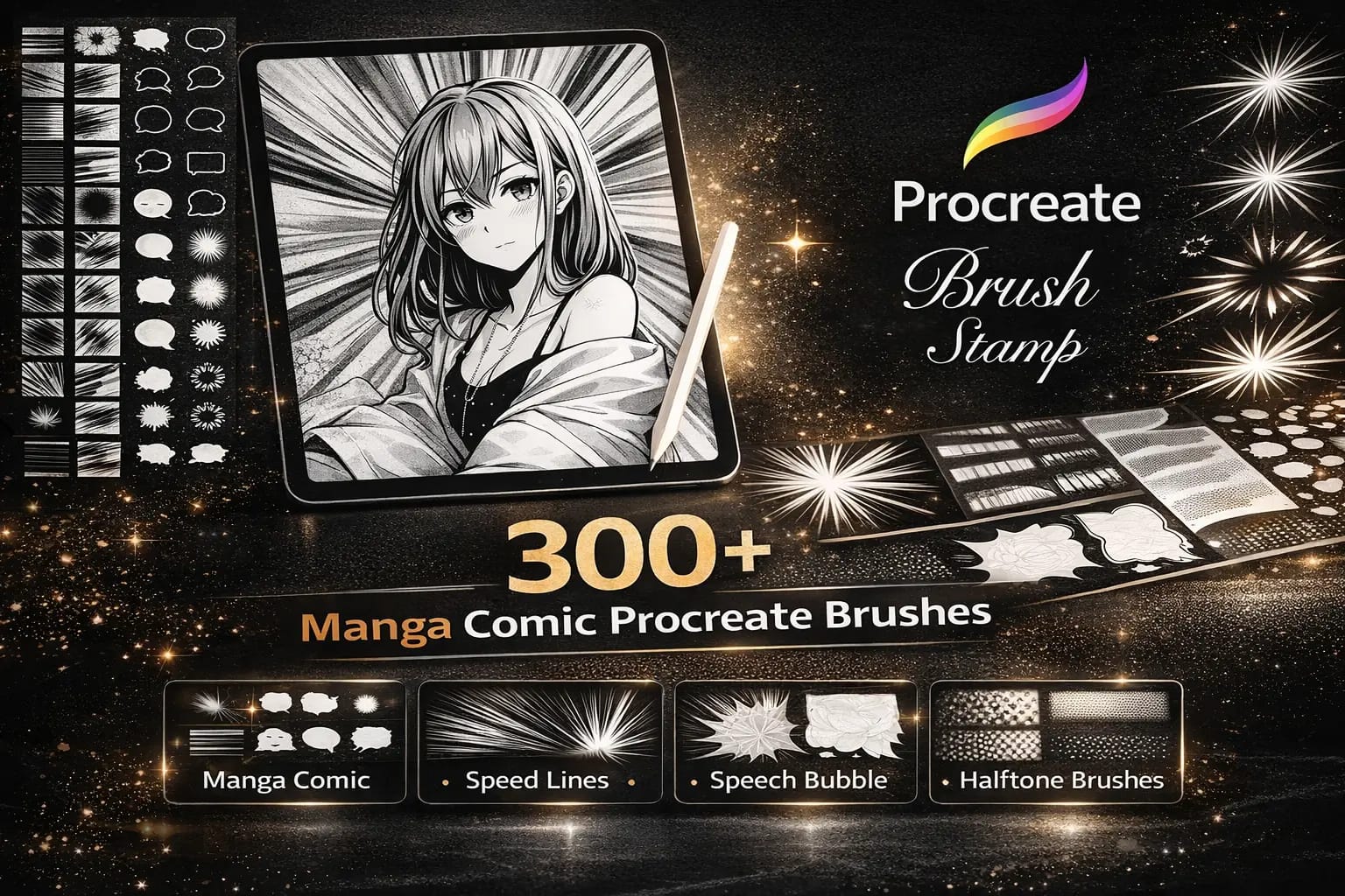 10 Best Procreate Manga Brushes (Inking, Screentones, & More) 3 Procreate Manga Comic Toolkit