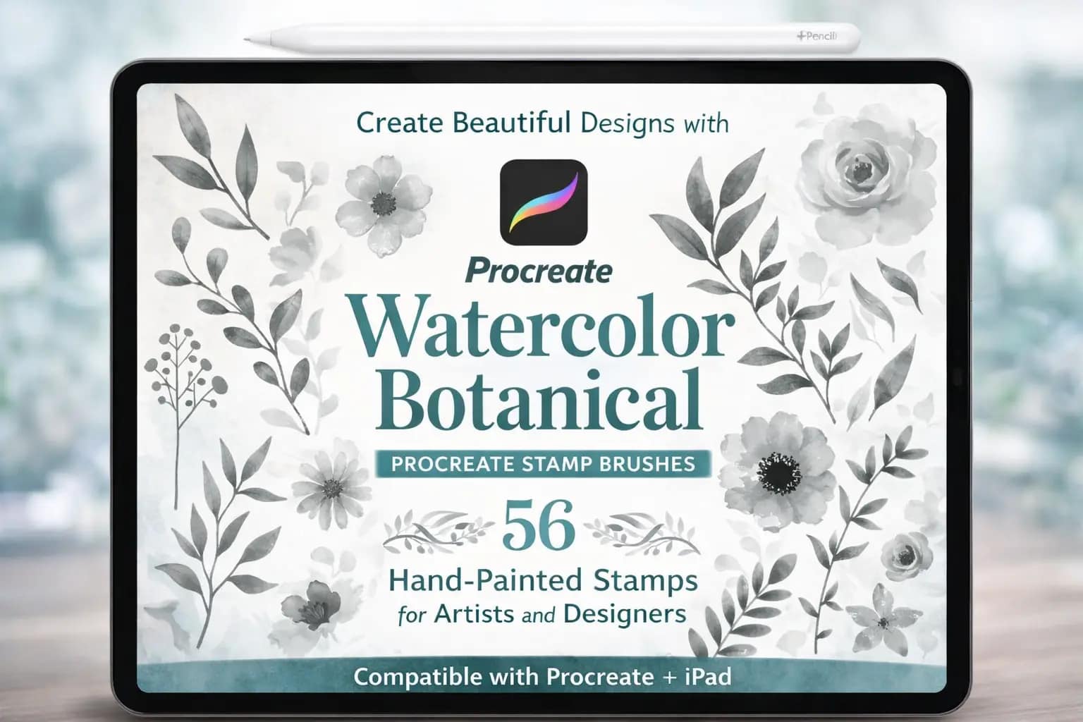 21 Best Procreate Watercolor Brushes: Free & Realistic Sets (2026) 4 Watercolor Floral Stamps