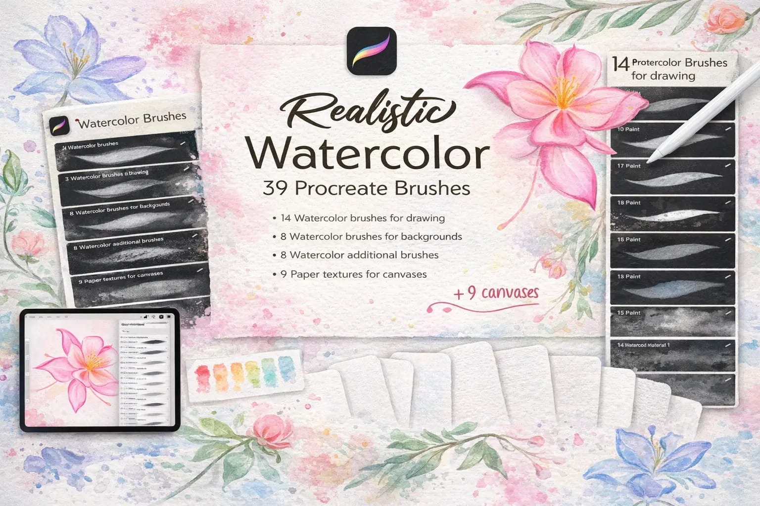 21 Best Procreate Watercolor Brushes: Free & Realistic Sets (2026) 3 Realistic Wet on Wet Brushes