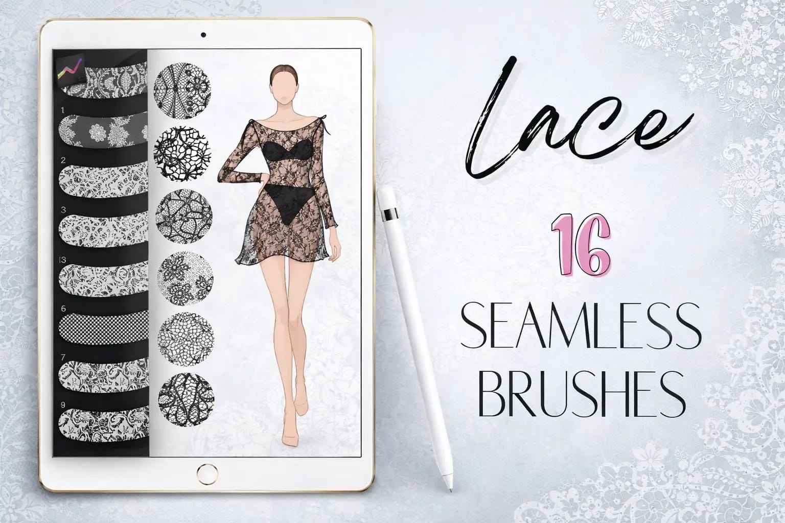 12 Best Procreate Lace Brushes (Free & Premium) + How to Make Your Own 5 Seamless Lace Patterns