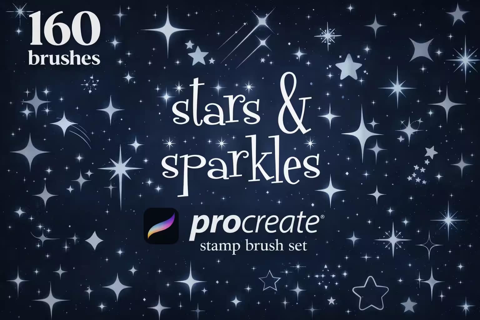 12 Best Procreate Star Brushes for Magical Night Skies 5 160 Stars & Sparkles Procreate Stamp
