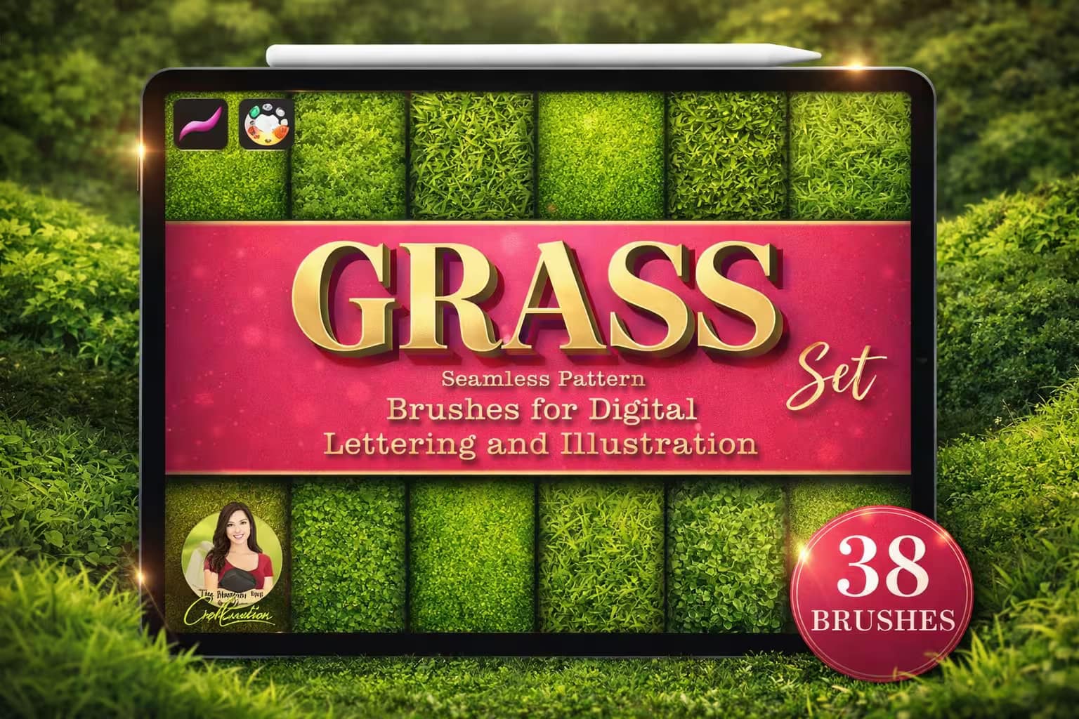 10 Best Procreate Grass Brushes (Realistic & Anime) 5 39 Grass Procreate Brush Pack