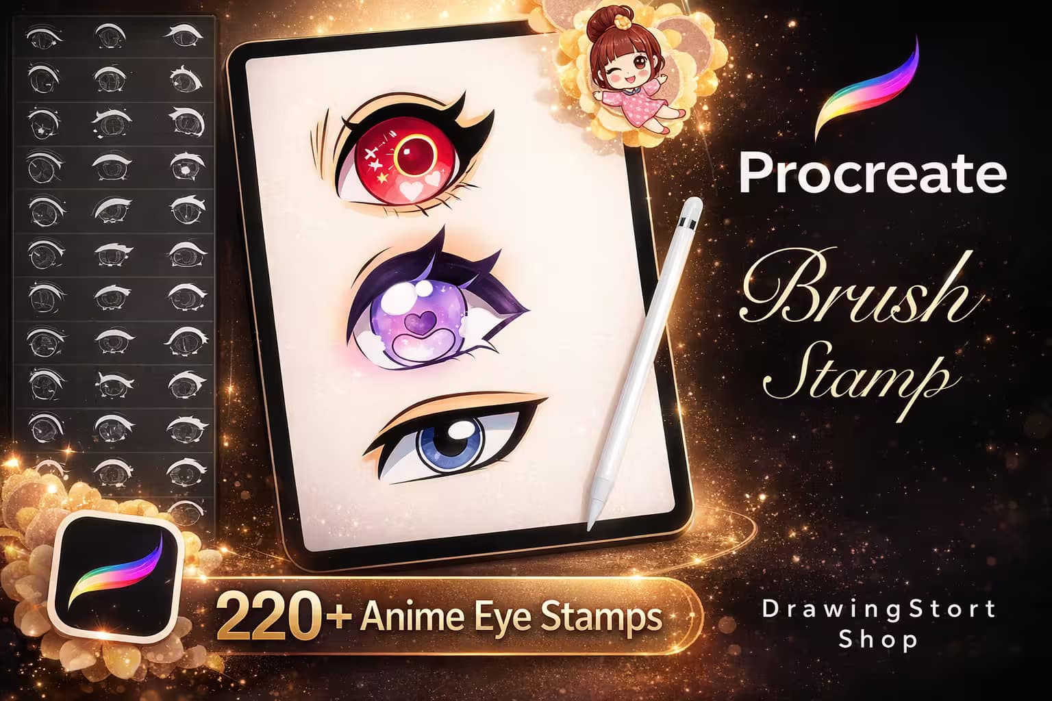 12 Best Procreate Eye Brushes & Stamps for Perfect Portraits 5 220+ Procreate Anime Eye Stamps