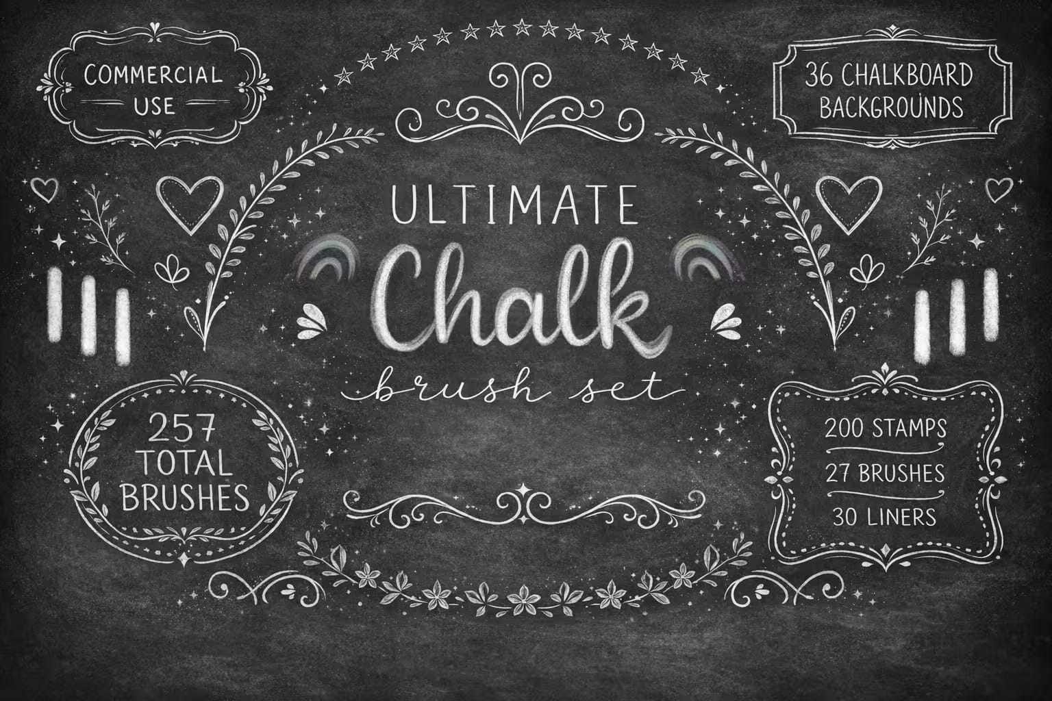 12 Best Procreate Chalk Brushes & Backgrounds 2 257 Procreate Chalk Brushes Stamps Paper Set