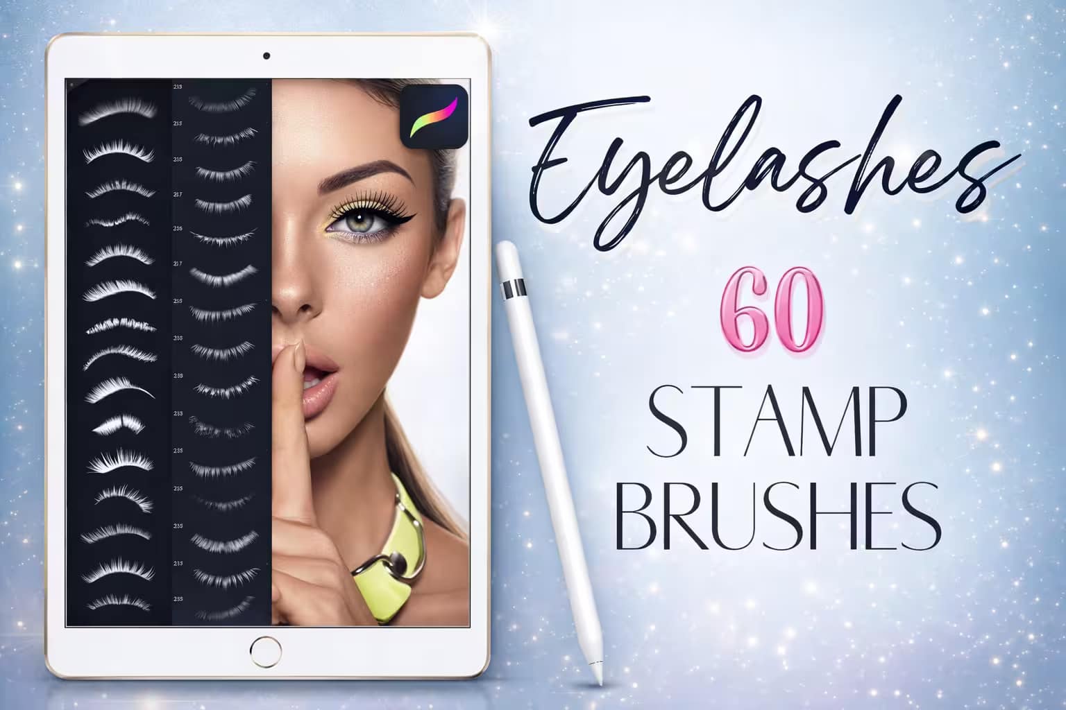 12 Best Procreate Eye Brushes & Stamps for Perfect Portraits 4 Procreate Eyelashes Stamp Brushes Set